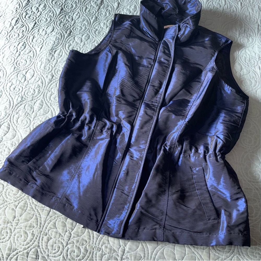 Coldwater Creek Blue Sleeveless Jacket - Picture 2 of 10